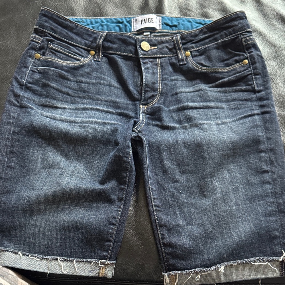 PAIGE Dark Indigo Denim Shorts